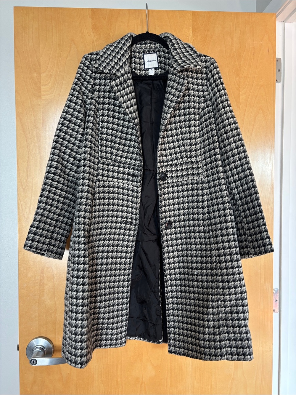 Houndstooth Wool Coat